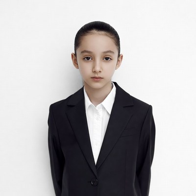 Asian girl in black blazer suit