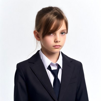 Girl in school uniform suit