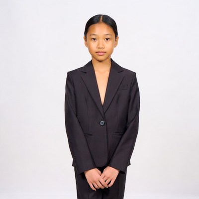 Asian girl in black blazer suit