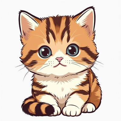 Cute tabby kitten illustration