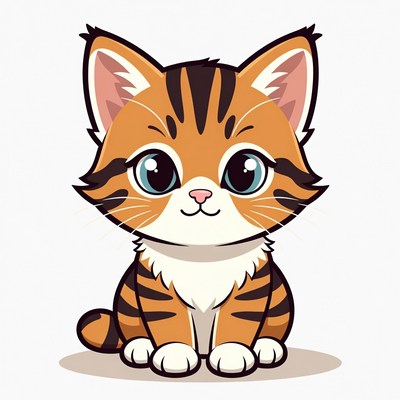 Cute orange tabby kitten illustration