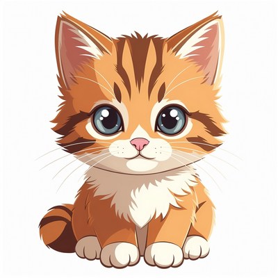 Cute orange tabby kitten illustration