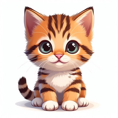 Cute orange tabby kitten illustration