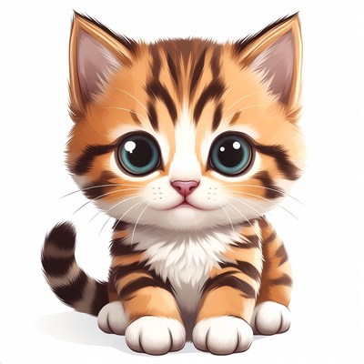 Cute orange tabby kitten illustration