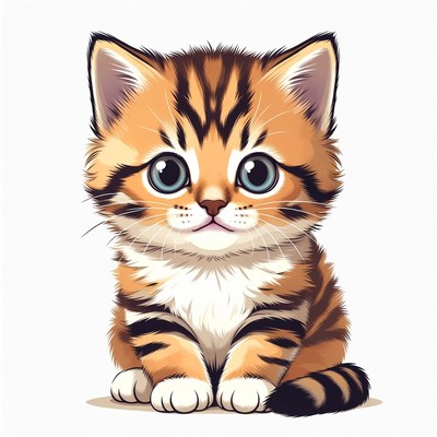 Cute tabby kitten illustration