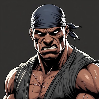 Muscular Black Man Wearing Headband
