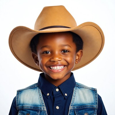 African-American boy wearing cowboy hat