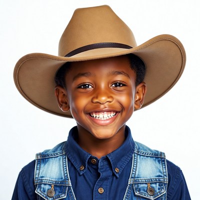 African-American boy wearing cowboy hat