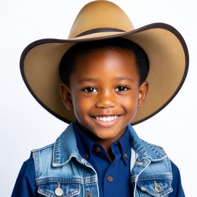 African-American boy wearing cowboy hat