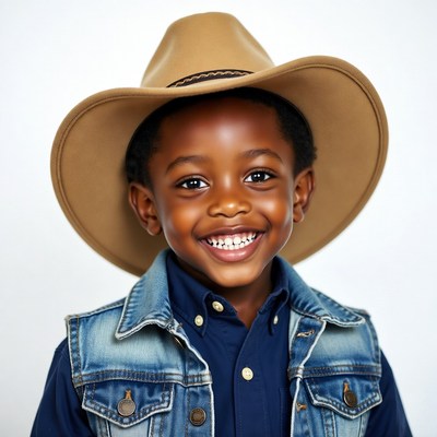African-American boy wearing cowboy hat