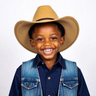 African-American boy in cowboy hat