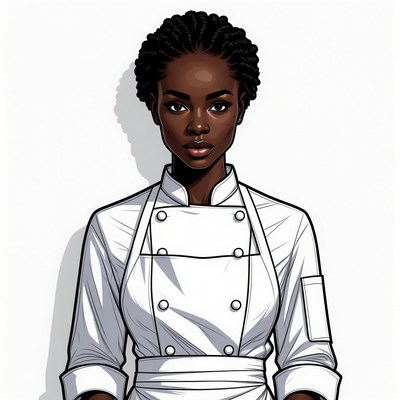 African-American woman in chef uniform