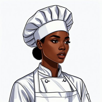 African-American woman chef illustration