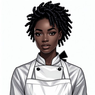 African-American woman in chef uniform