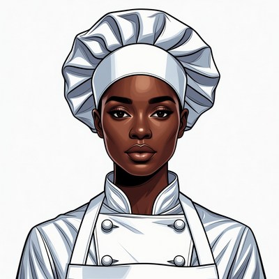 African-American woman chef illustration