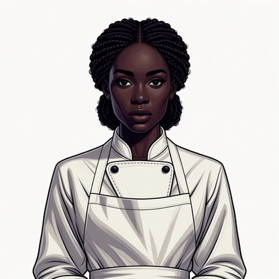 African-American woman in chef uniform