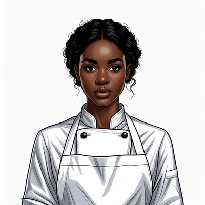 African-American woman in chef uniform