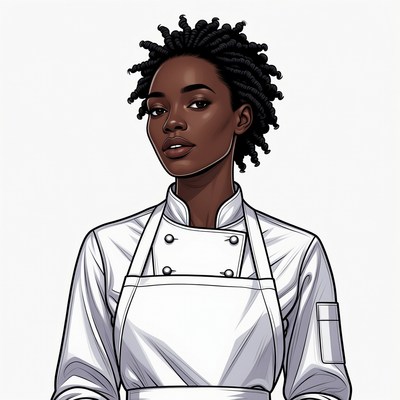 African-American woman in chef uniform