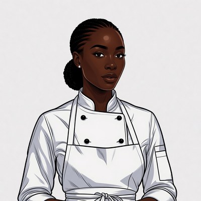 African-American woman in chef uniform