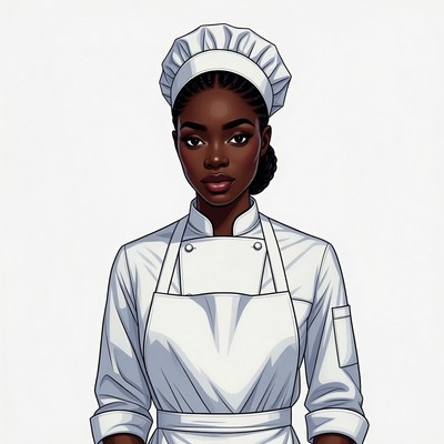 African-American woman chef illustration