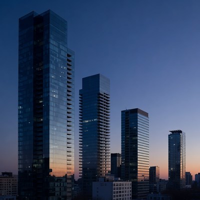 Modern skyscrapers at twilight skyline