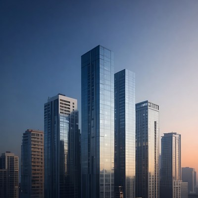Modern Skyscrapers at Sunset