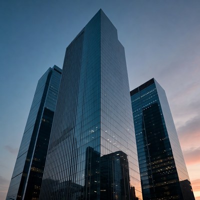 Modern Skyscrapers at Sunset