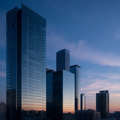 Modern Skyscrapers at Sunset