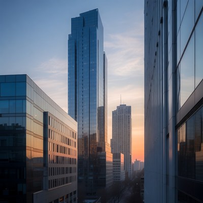 Modern Skyscrapers at Sunset