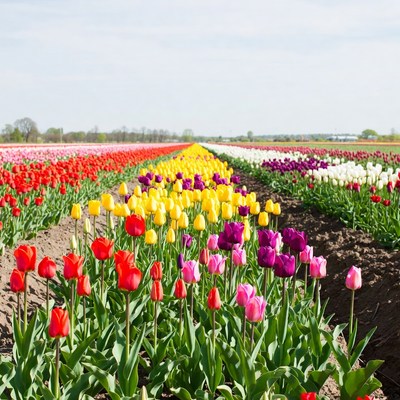 Colorful Tulip Fields in Bloom