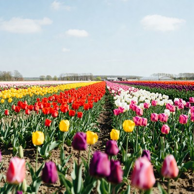 Colorful Tulip Fields in Bloom