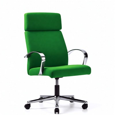 Green office chair on white background