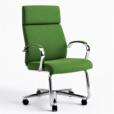 Green office chair on wheels