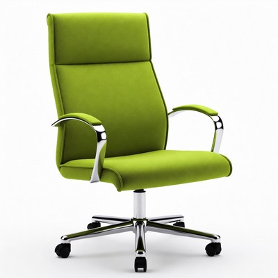 Green office chair on white background