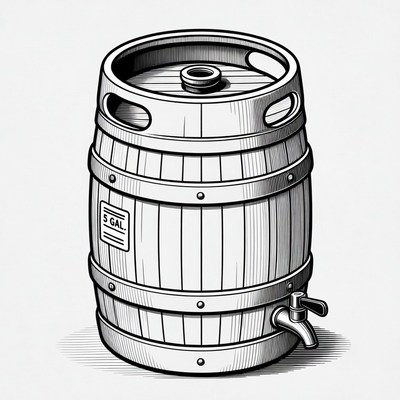 Wooden Beer Barrel with Tap