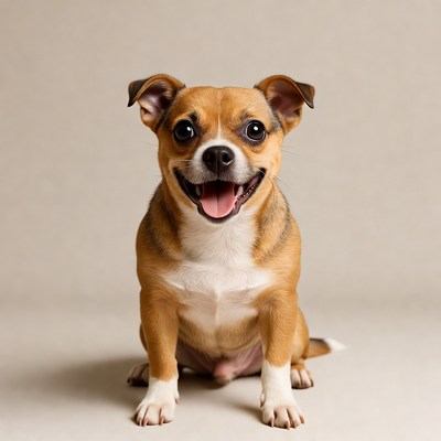 Smiling Chihuahua puppy sitting