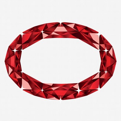 Red Ruby Gemstone Oval Frame