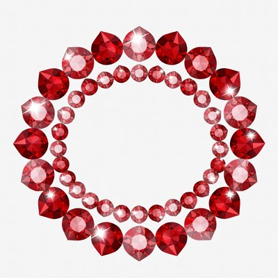 Red Ruby Gemstone Circle Frame