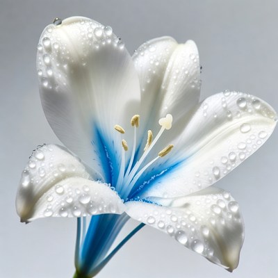 White Lily Flower with Water Droplets