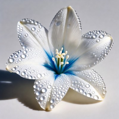 White Lily Flower with Water Droplets