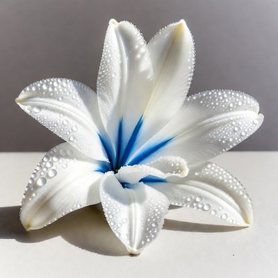 White Lily Flower with Blue Center