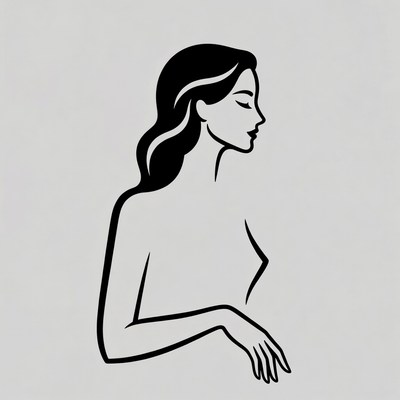 Profile silhouette of woman with long hair