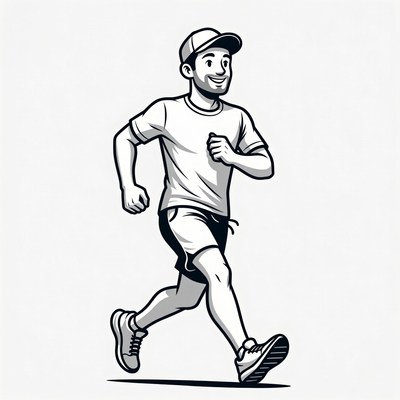 Cartoon man running in athletic wear