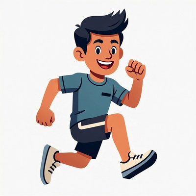 Cartoon boy running energetically