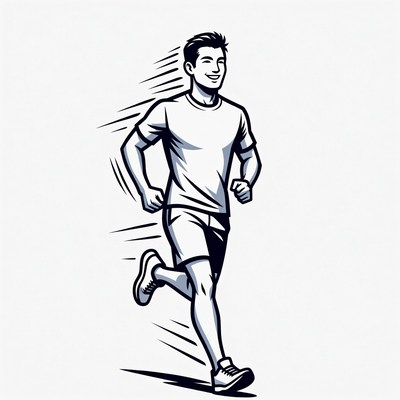 Asian man running illustration
