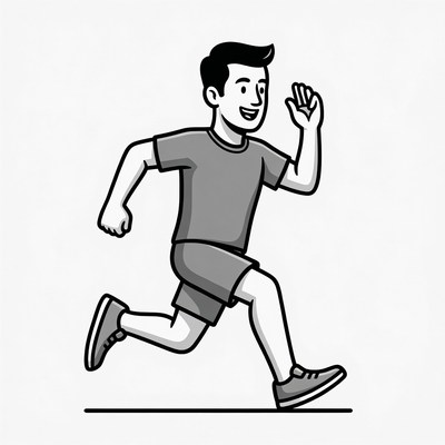 Man running and waving