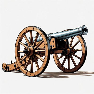 Wooden Wheeled Cannon Illustration