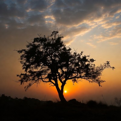 Silhouette Tree at Sunset