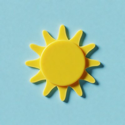 Yellow sun on blue background