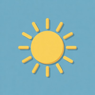 Yellow sun on blue background